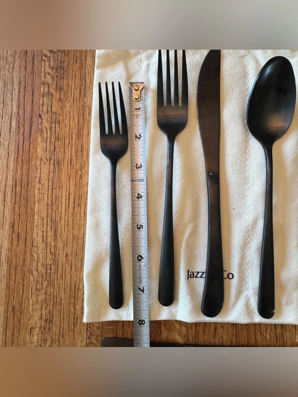 JazzUpCo Matte Black Minimalist Flatware Cutlery Set - 22 Pieces, Service for 4+